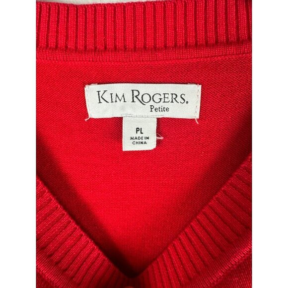Kim Rogers Women Crew Neck Red Reindeer Sweater Size PL - Picture 3 of 6